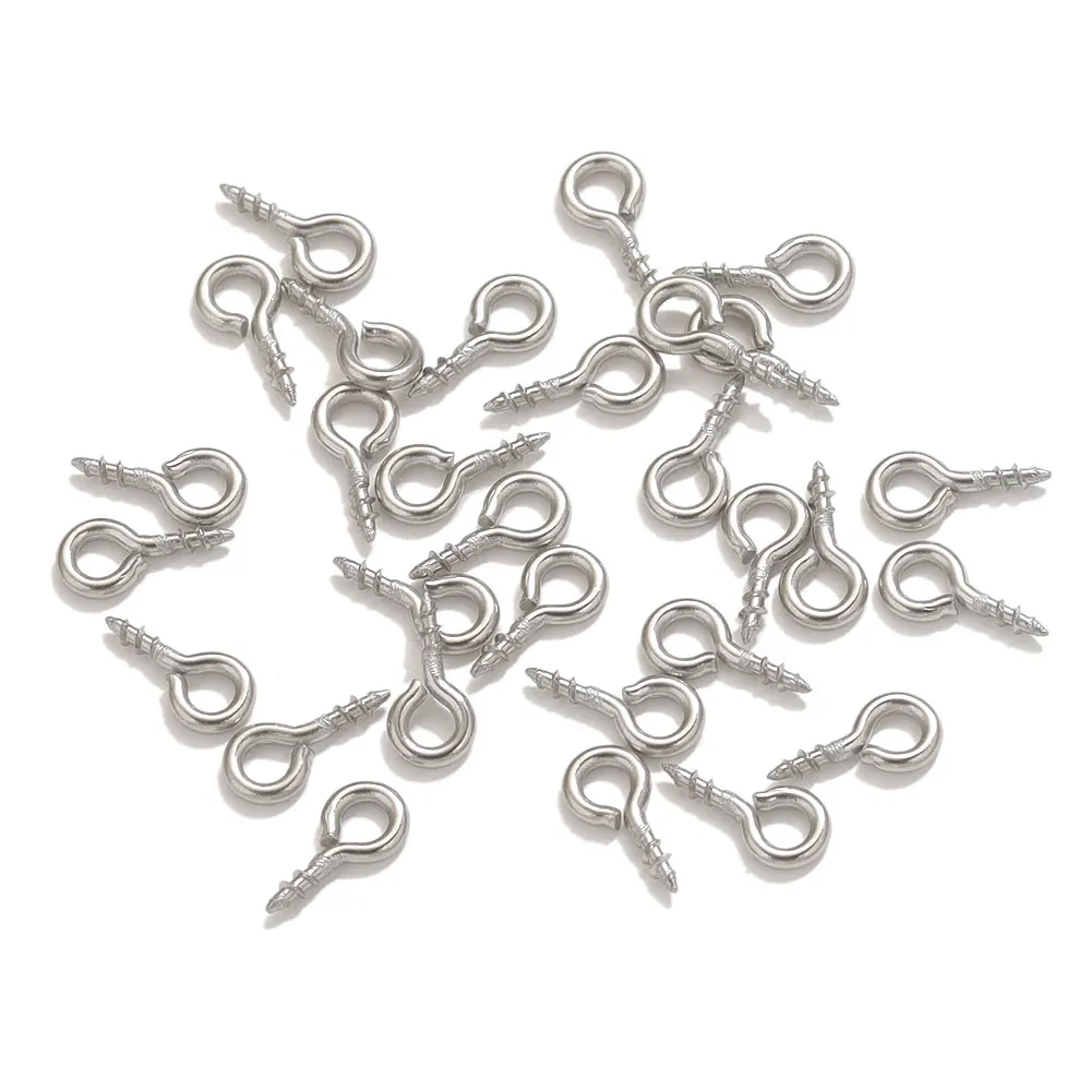 100pcs Stainless Steel Tiny Mini Eye Pins For Jewelry Making DIY Pendants Handmade Jewelry Findings Screw Eyes Threaded Hook