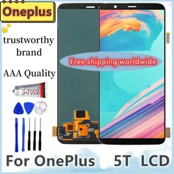 100% New Original AMOLED / TFT For Oneplus 5T 1+5T LCD Display Touch Screen With Frame Replacement Display For OnePlus 5T LCD