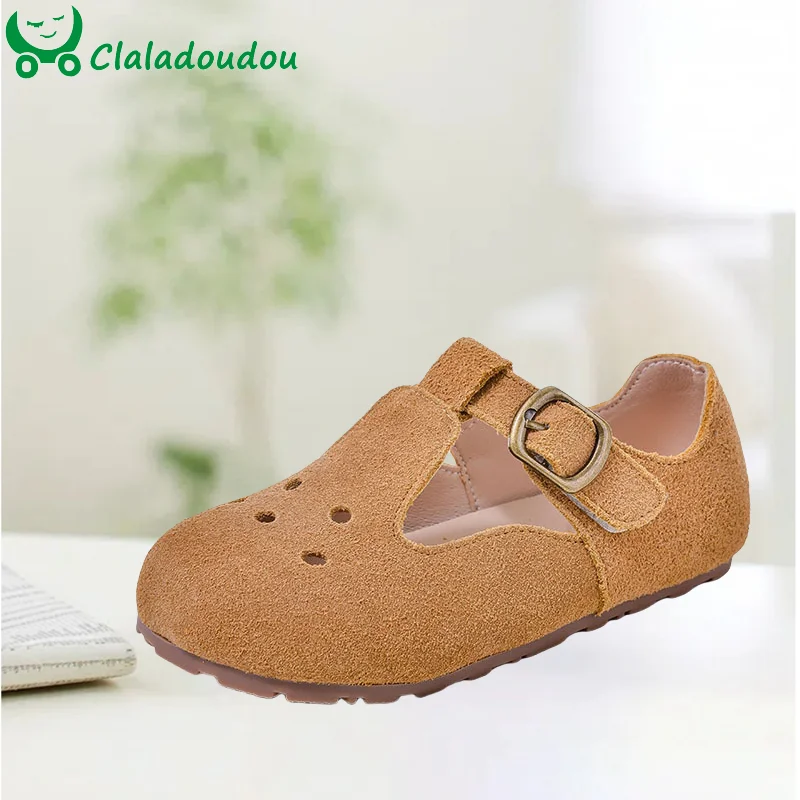 

Brand Kids Girls Dress Shoes Genuine Leather Hollow Spring Autumn Casual Shoes For 3-7Years Old Woman Suede Fashion Retro Shoes