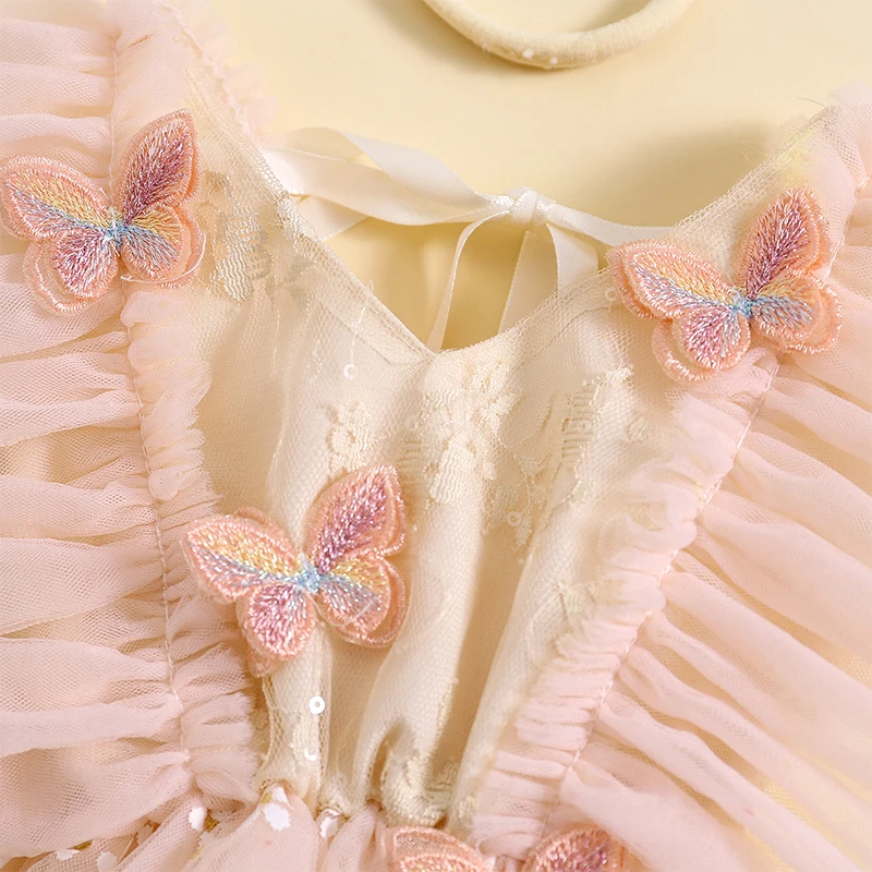 Newborn Baby Girl First Birthday Outfit Tulle Tutu Romper Dress Infant Butterfly Fairy Party Photoshoot Clothes