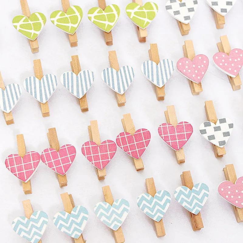 3cm/1pcs Wooden Love Heart Photo Clips Memo Paper Peg Pin Mini Clothespin Postcard Stationery Wedding Party Craft DIY Home Decor