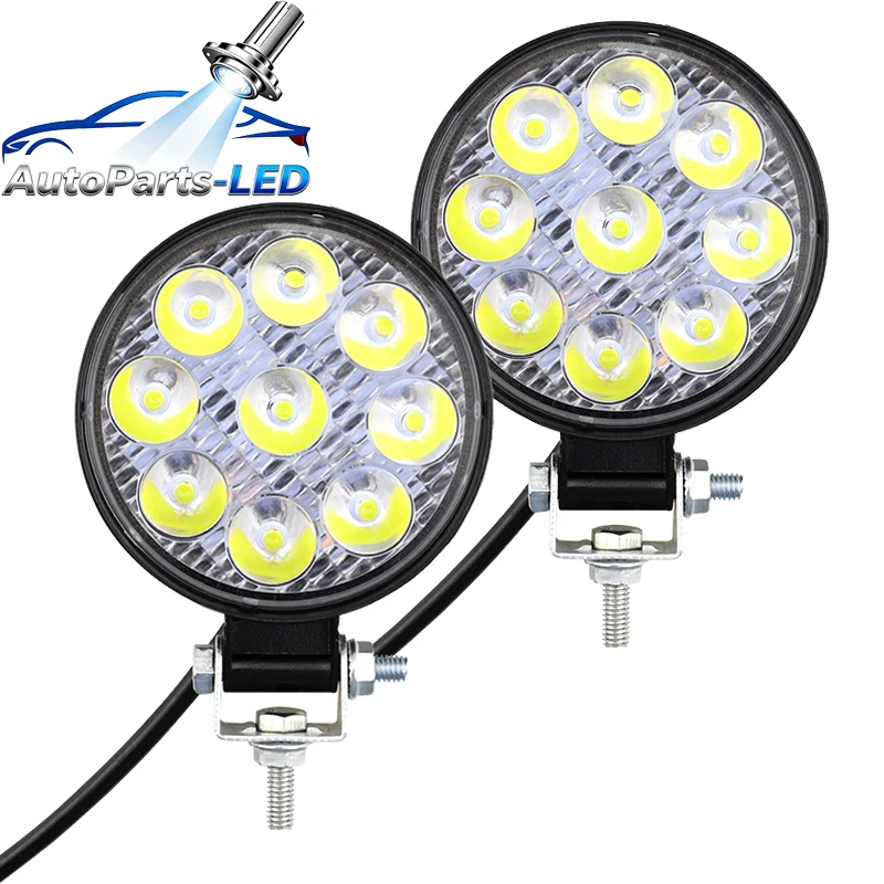 

4pcs 27W 9LED Work Light LED Car Front Fog Light for Truck SUV 4X4 4WD Engineering Headlights Off-road LED Round Headlamp