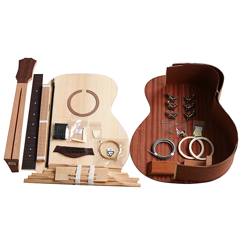 Akustikgitarren-Bausatz: Folk-Ballade Einzeln-Gitarren-Zubehörpaket mit Fichtenholz-Seitenwänden und Rückseite aus Sperrholz von HUATOOL – Detail 3
