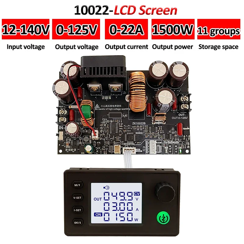 ZK-10022 CNC Step-Down DC verstelbare gestabiliseerde spanningsvoeding 0-125V 22A 1500W constante spanning constante stroommodule