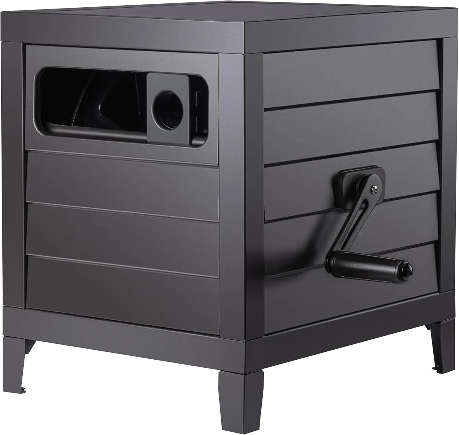 

Metal Garden Hose Reel Deck Box, Steel Storage Cabinet for 150ft Hose with Manual Rewind & No-Leak Connections