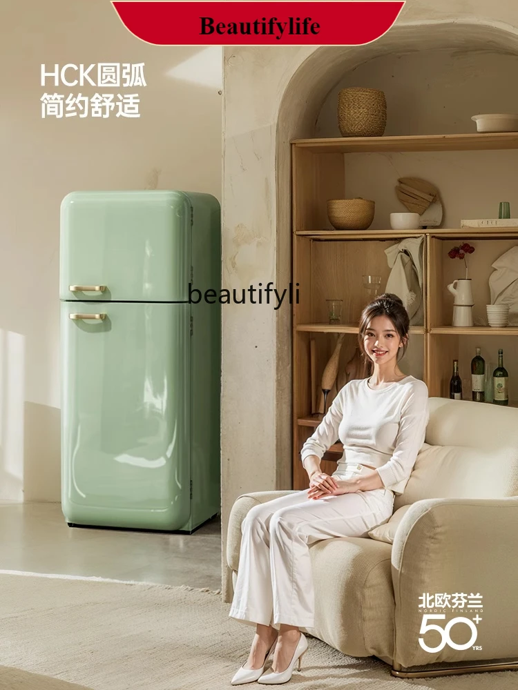 

E132 Double door kitchen refrigerator freezer household living room small large capacity