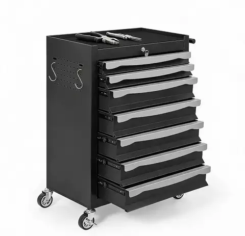 Tacleekii Heavy-Duty Rolling Tool Chest and Cabinet 7-Drawer Large Capacity Metal Storage Organizer Key Lock Ball Bearing Slides, 360° Swivel Wheels Metal Toolbox for Workshop Garage Storage