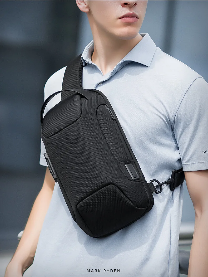 Mark Ryden Chest Bag Anti-thief Men Crossbody Bag Waterproof Shoulder Bags USB Charging Short Trip For Male Travel Pack