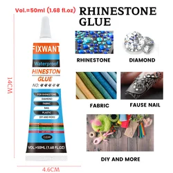 Long-Lasting Rhinestones Glue for Diamond Jewelry Crafts Fabric DIY Adhesive Transparent 50ml