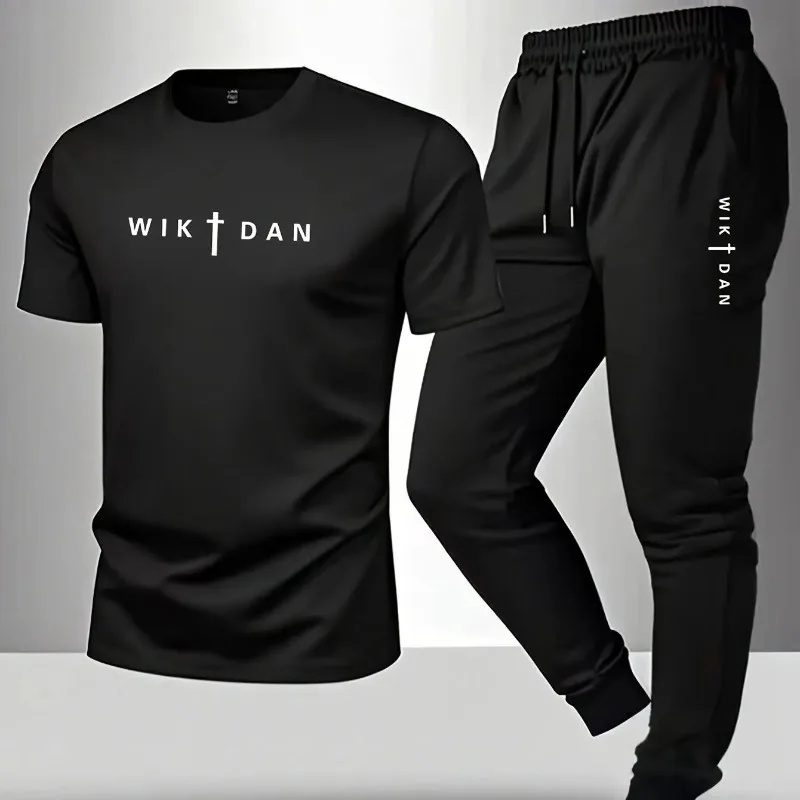

Men's casual sporty suit for spring and summer, featuring a high-quality top paired with lightweight long pants.