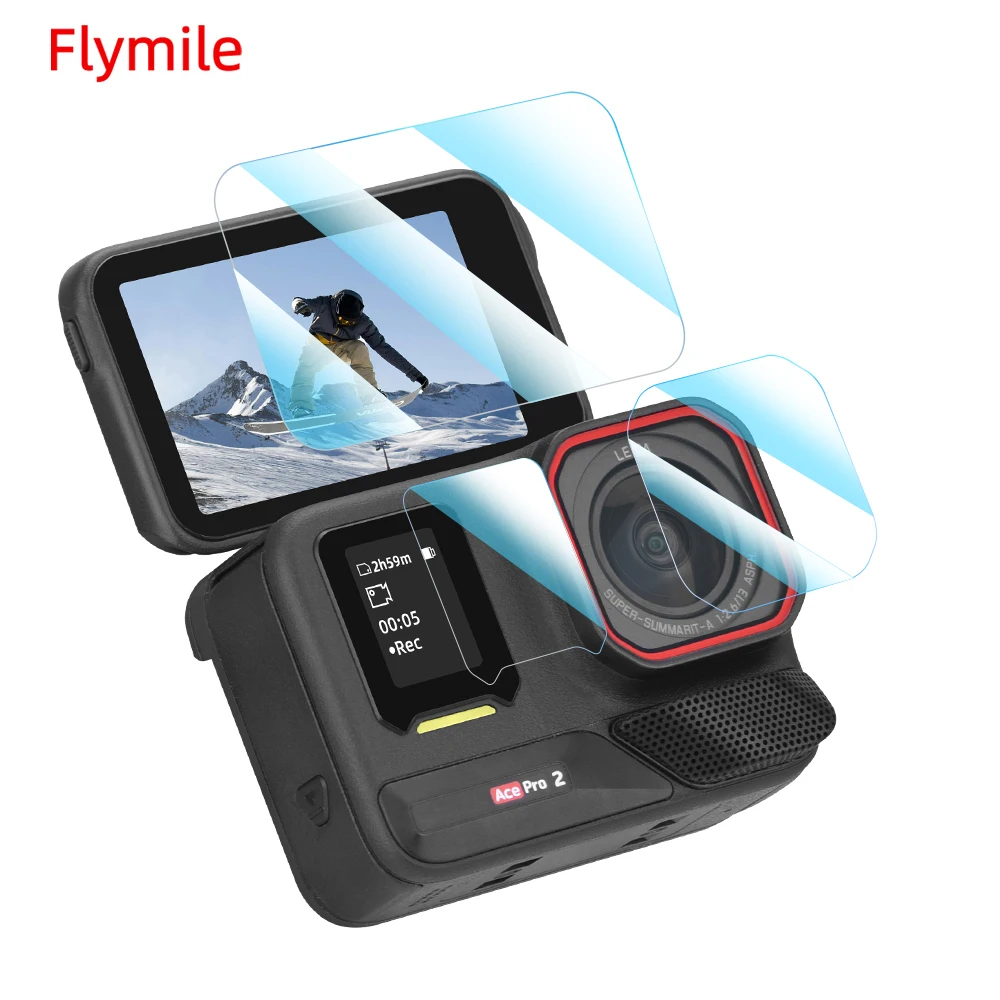 Flymile Camera Protective Film for Insta360 Ace pro 2 Screen Cover HD Ultra-thin and Sensitive Tempered Film Camera Accessory