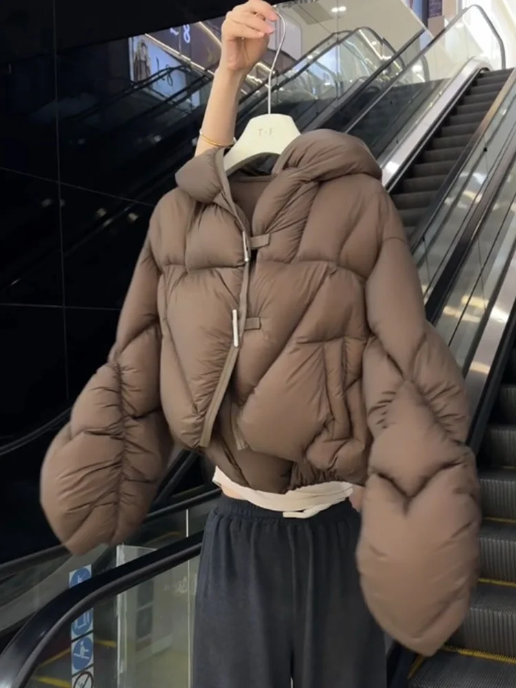 Único ort marrom com capuz feminino para baixo Jaet Sli Faionable casaco de inverno Premium Quali Cact Tamanho Commute Sle