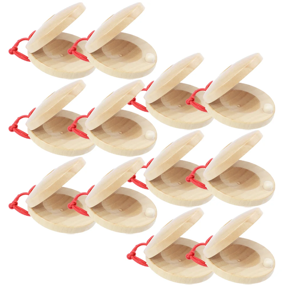 

12 Pcs Wood Music Instrument Castanets Kids Musical Instruments Other Educational Toys Wooden Small Finger Rhythm Child