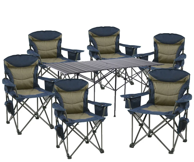 

extra-large thickened folding chair + 1.4-meter table, camping leisure folding tables and chairs folding tables and chairs, self