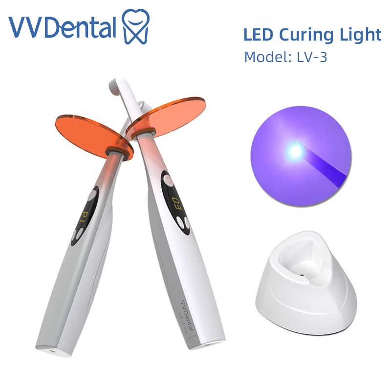 VVDental Dental bezprzewodowe światło utwardzające LED fotopolimerator stomatologiczny 3 sekundowa lampa utwardzająca utwardzanie żywicy 1800-2200