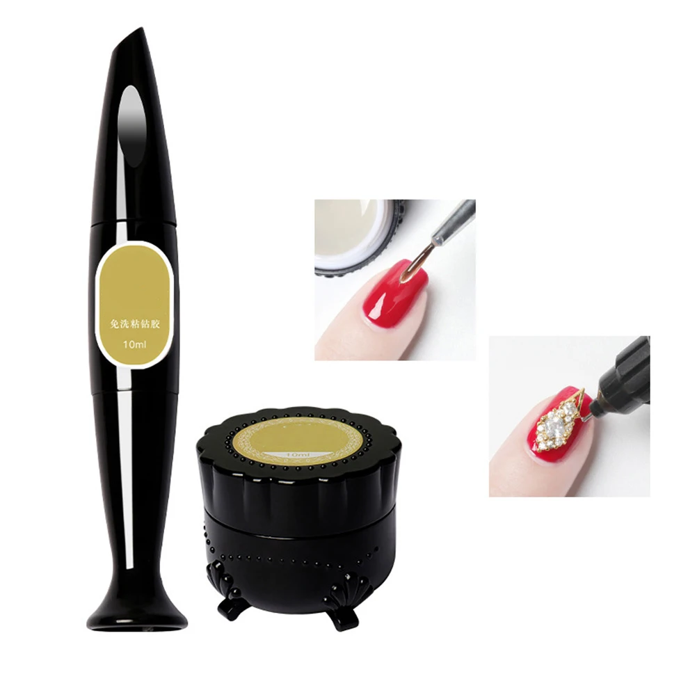 1 set di colla per nail art, design con pennello ad ago forte e duraturo per riempire le articolazioni di strass, strumento per manicure, pasta per unghie, gel