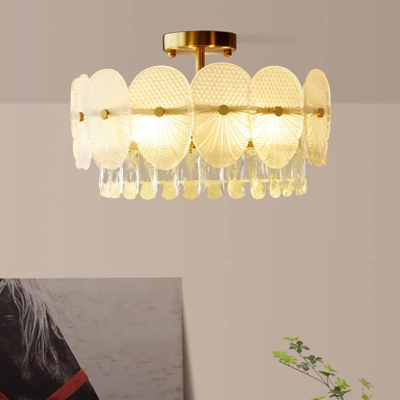 

French Modern American Luxury Crystal LED Pendant Lamp Chandelier for Bedroom Living Dining Room Lighting Fixture Home Decor