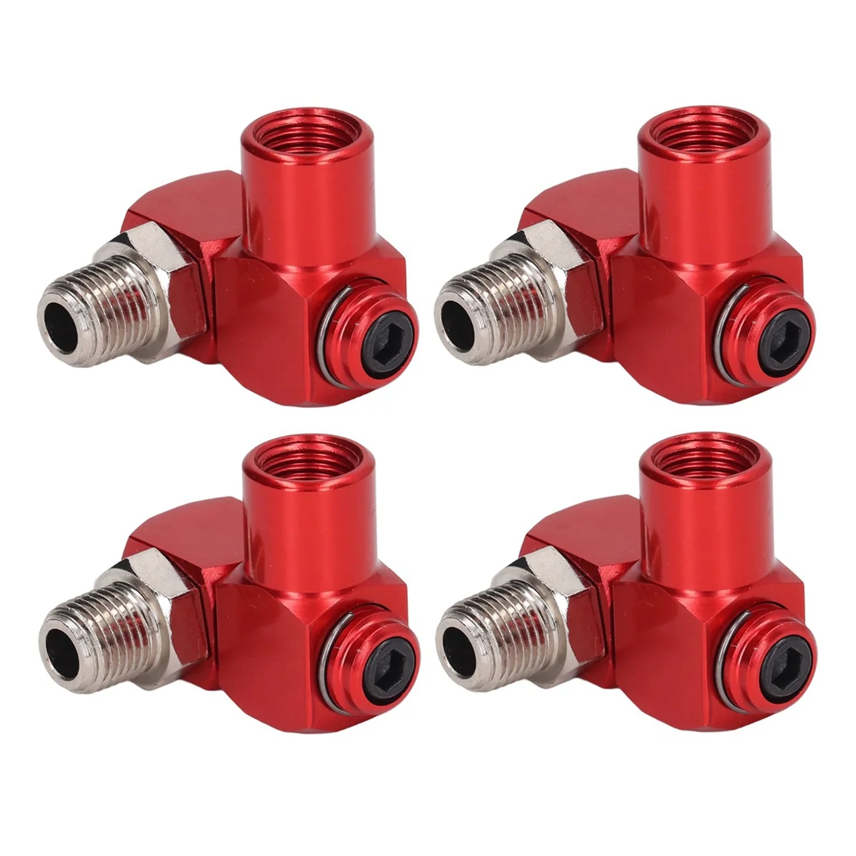 4Pc 360 Degree Swivel Air Hose Connector 1/4In NPT Industrial Air Fittings Pneumatic Tool Adapter Air Hose Joint Coupler