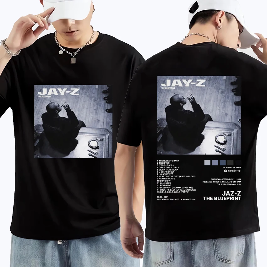 

Rapper Jay-z Hip Hop Album Print black T Shirt Men Women vintage versized streetwear Unisex 100% Cotton short sleeve T-shirts
