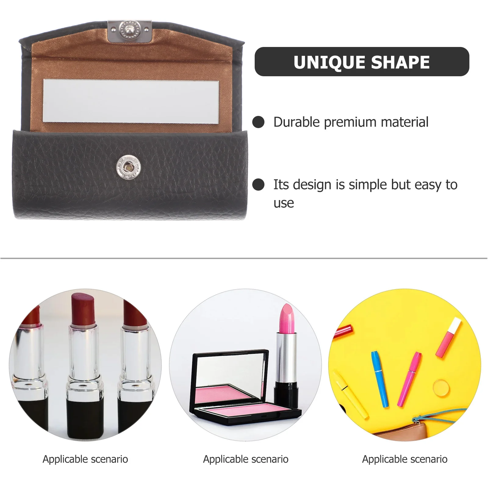 

Lipstick Box Storage Case for Women Travel Holder Portable Makeup Organizer with Mirror PU Lipstick Case