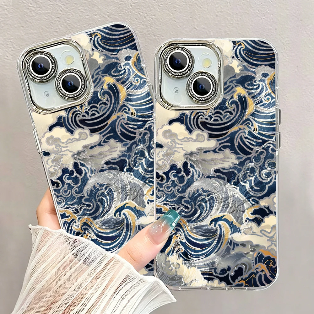 우키요에 바다 물결 다이아몬드 렌즈 플레이팅 폰 케이스 - Phone Accessories Beads 리뷰 및 가격