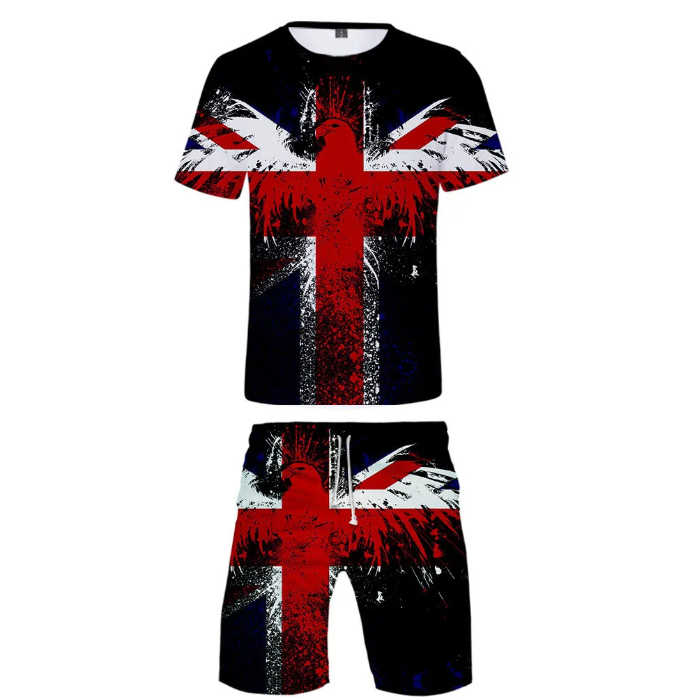 3 To 14 Years Kids Suit USA Flag 3D Printed Boys Girls T-shirt and Shorts American Stars Stripes Tshirt Streetwear Costume Set