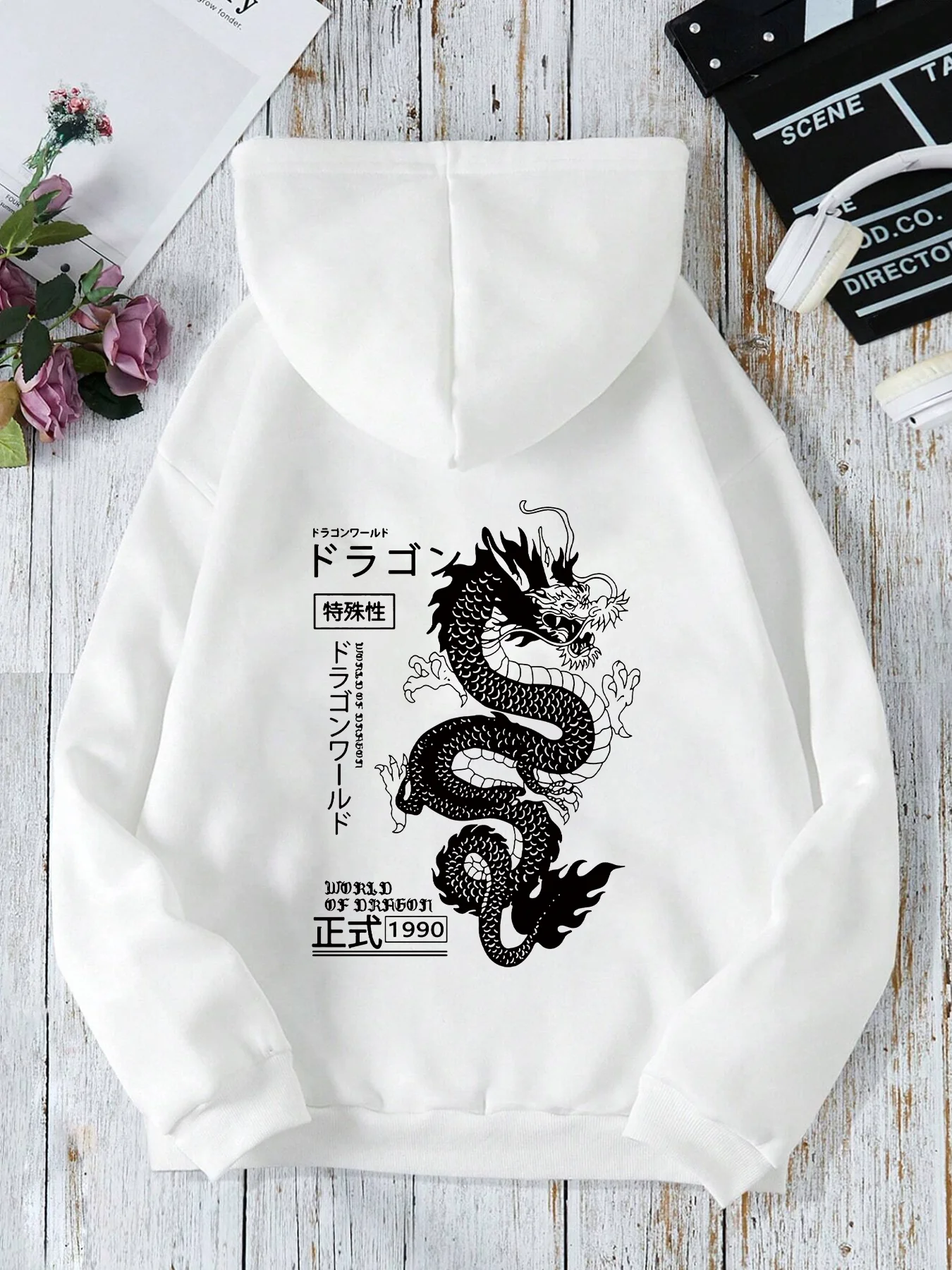 Handsome Chinese Loong printed 2024 new hoodie front and back printed sweater casual fashion Y2K women\'s clothing high street