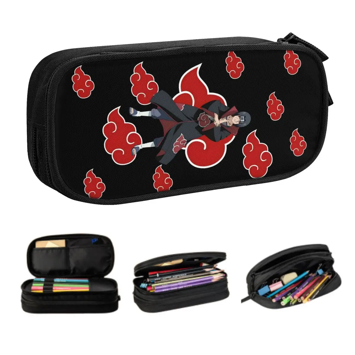 

Пеналы Custom Kawaii N-Narutoes Illusion Itachi для девочек и мальчиков, вместительные, с дизайном «Колесо глаз», школьные принадлежности