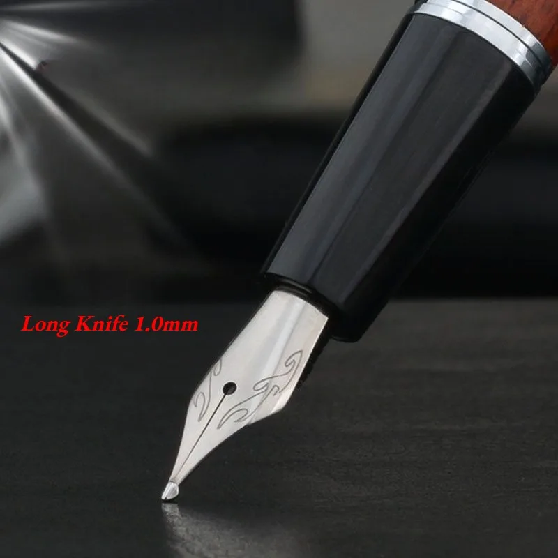 Long Knife No.5 1.0mm Pen Tip Titanium Alloy Pocket Fountain Pens Unique Design with Assembly Length Ink Pen with Ink Absorber