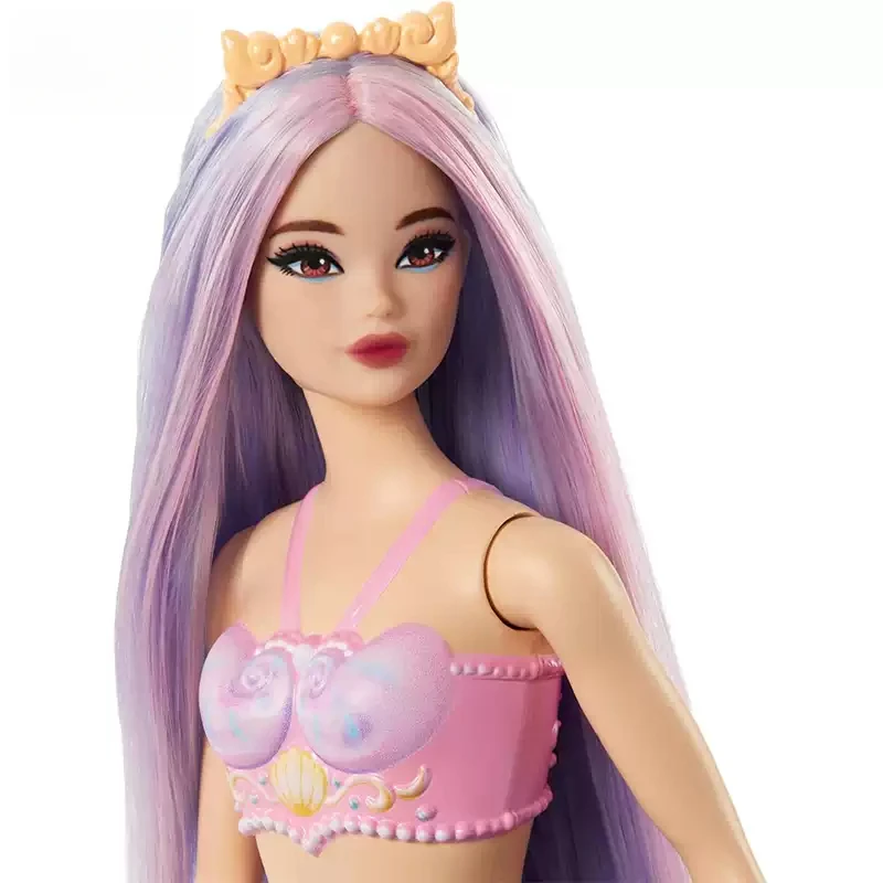 Genuine Barbie Mermaid Doll Pink Fantasy Ocean Princess Hair Accessories Shell Toys for Girl Movable Joints Fish Tail Body Gift