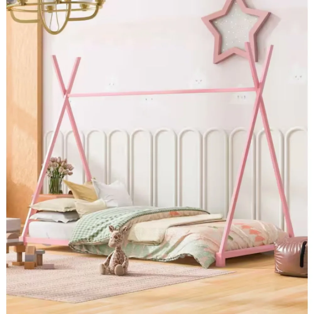 

Metal Frame Twin Size Platform Bed with Triangle Structure.