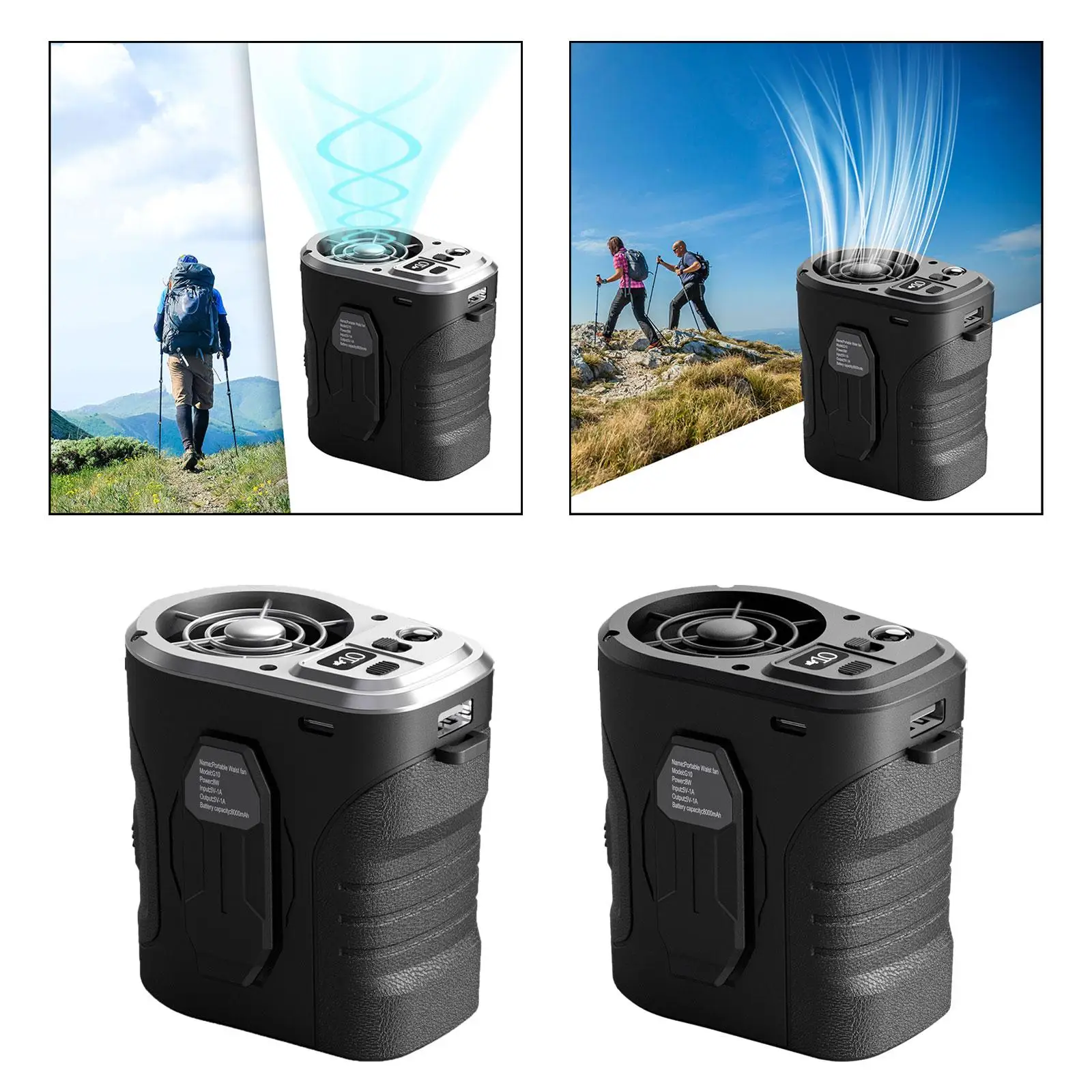 

Waist Clip Fan Neck Fan Portable Rechargeable Lightweight Personal Fan Hanging Fan for Worksite Outdoor Sports Camping Fishing