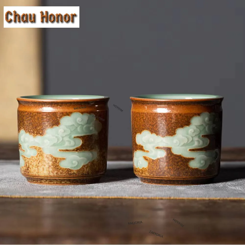 100ML Handmade Longquan Celadon Teacup Vintage Kiln Change Master Cup Tea Pair Personal Jianzhan Chinese Tea Ceremony Craft Gift