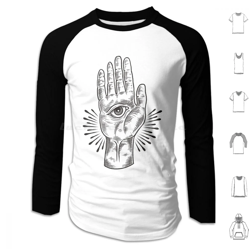 The Mystic Hoodies Long Sleeve Trippy Medieval Fantasy Dark Witch Fairy Goblin Cute Spooky Halloween Linework Tattoo