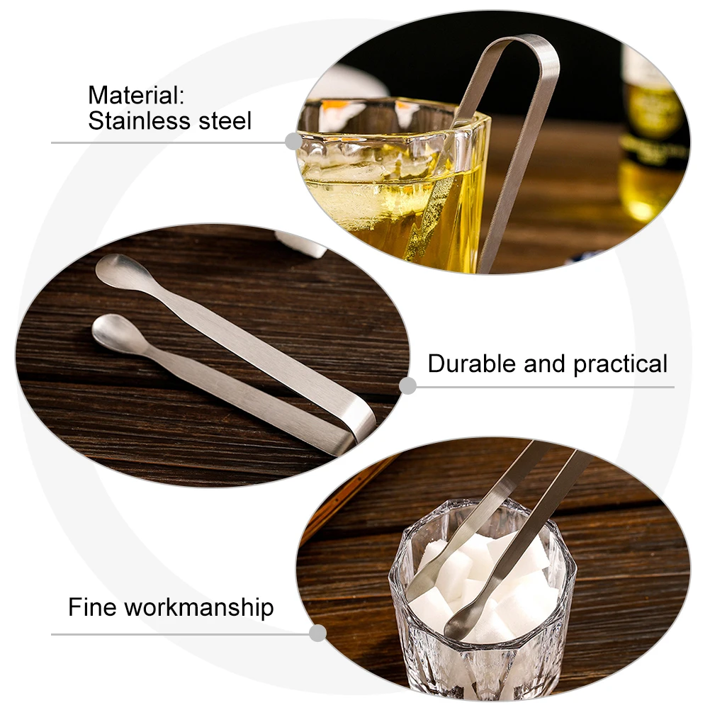 

3 Pcs Stainless Steel Ice Tongs Sugar Cube Pliers Smooth Surface Long Use Barbecues Parties Restaurants Home Kitchens Serving