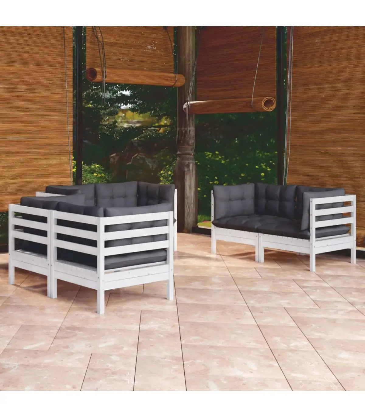 Garden sets garden furniture set 6 PCs and cushions solid pine wood