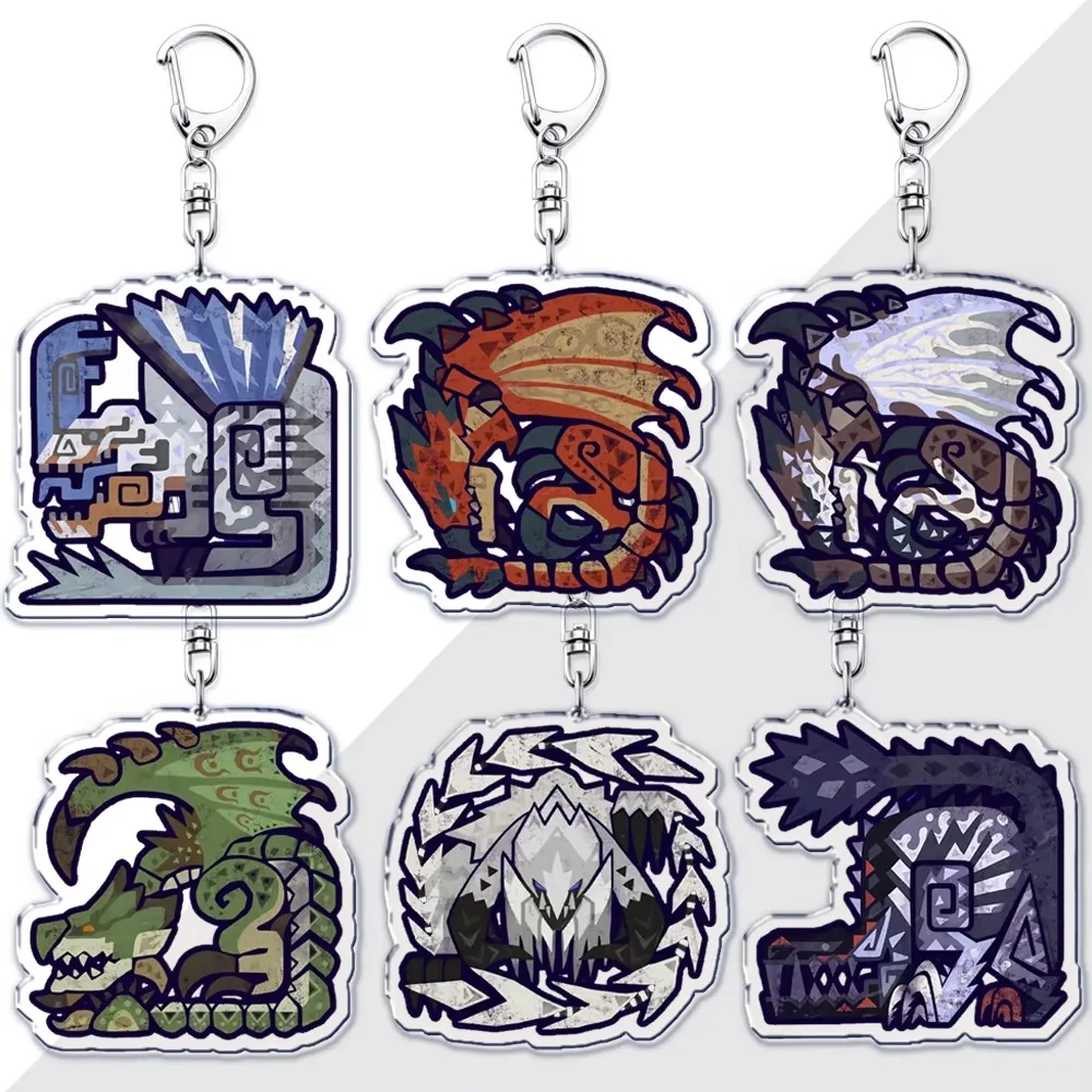 Game Monster Series Keychains for Accessories Bag Rathalos Nargacuga Nergigante Zinogre Keyrings Jewelry Fans Gamer Hunter Gifts