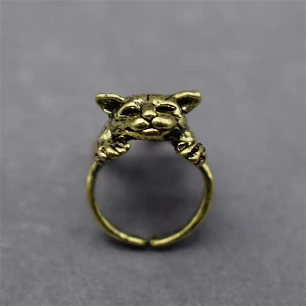 New Simple Creative Personalized Design Cat Ring Fashion Trend Cute Animal Opening Adjustable Ring Punk Niche Party Gift Jewelry