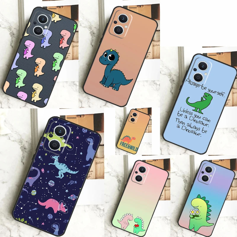 Cute Dinosaur Tea-Rex Case For OPPO Reno 5 Lite 4 6 7 8 10 Pro 11 F 4Z 5Z 8T OPPO Find X2 X3 Lite X5 X6 Pro Cover