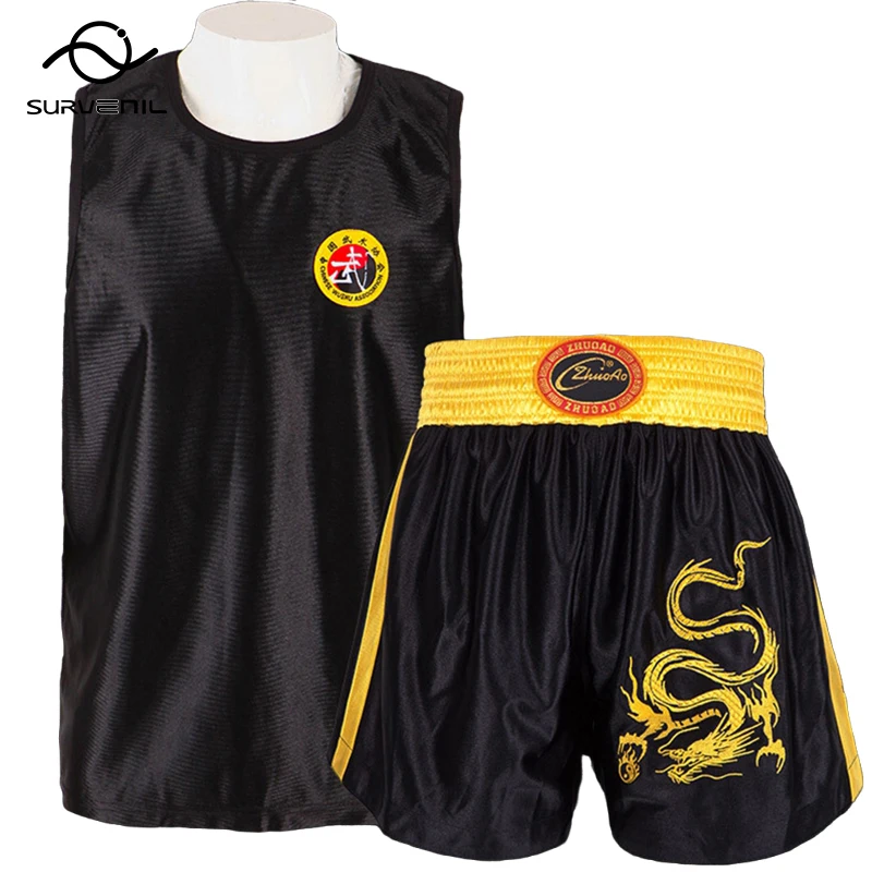 Muay Thai Shorts Dragon Boxing Shorts Shirt Set Men Women Kids Martial Arts MMA Sanda Wushu Uniform Grappling Kickboxing Pants