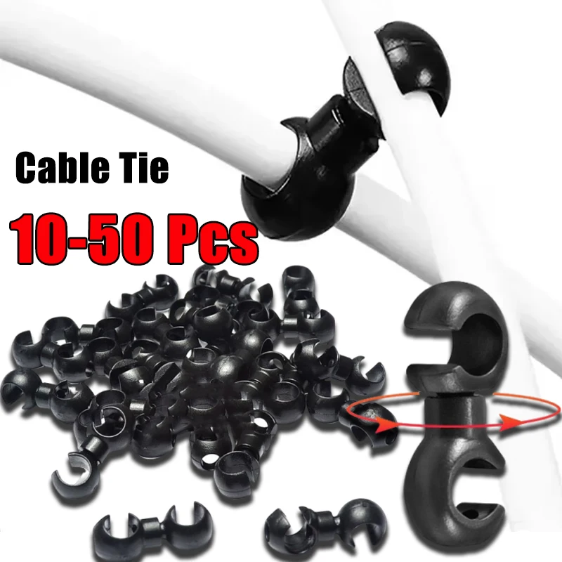 

10-50PCS Brake And Gear Cable Swivel Hub Fixed Cable Clamp C-clip Brake Hose Routing Clip 360° Rotatable Motorcycle Accessories
