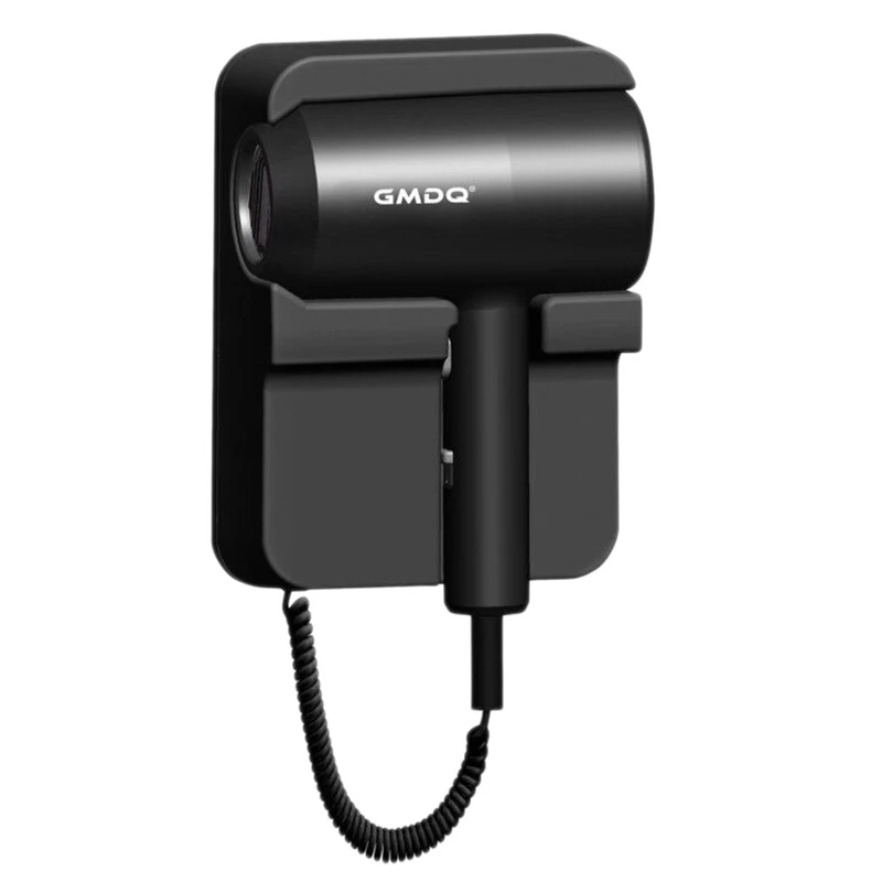 Hot&Cold Wind Blow Hair Dryer Electric Wall Mount Bathroom Hotel Negative Ion Blower with USB Bracket Black EU Plug