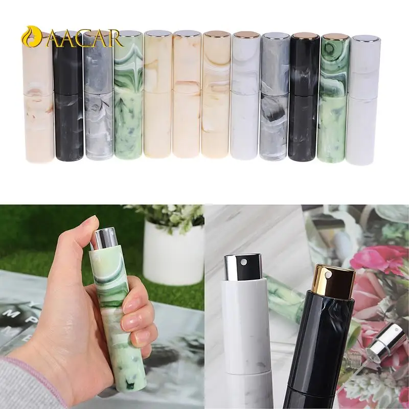 1PC 10ml portatile Mini plastica ricaricabile Spray bottiglia di profumo viaggio atomizzatore in alluminio contenitore cosmetico vuoto