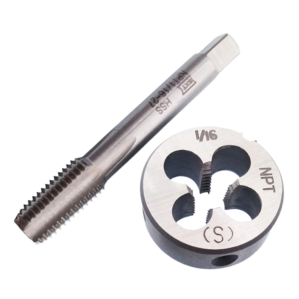 HSS 1/16-27 NPT Tap And Die Set Right Hand Pipe Thread Tool For Metalworking Drilling Tapping Manufacturing Supplies