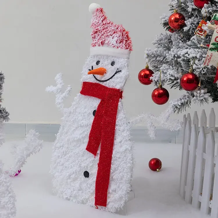 Christmas Luminous Flocking Snowman Ornament Large Scene Decor Supplies For Mall Hotel Window Xmas Tree Layout - view 5