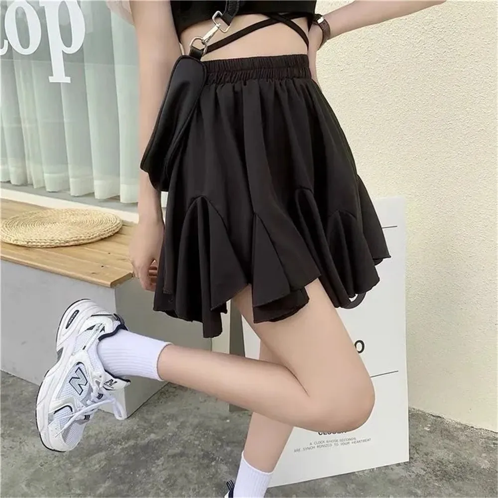 Summer Pleated Skirts Women Elastic High Waist Y2k Streetwear Fashion Solid Korean Style All-match Mini Newest Simple Chic Skirt