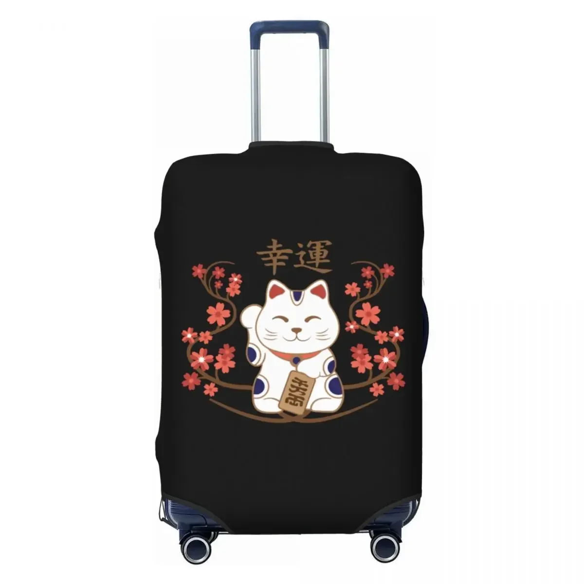 

Изготовленный на заказ чехол для чемодана Maneki Neko Cat с удачей Kanji, пылезащитные чехлы для багажа, защита для 18-32 дюймов