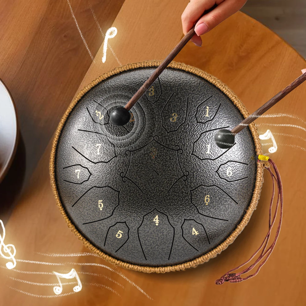 12 بوصة D لهجة الموسيقى طبل الموسيقى مع حقيبة يد أفخاذ 15 ملاحظة اليوغا التأمل الصوت شفاء D كبير طبلة أثيري #6