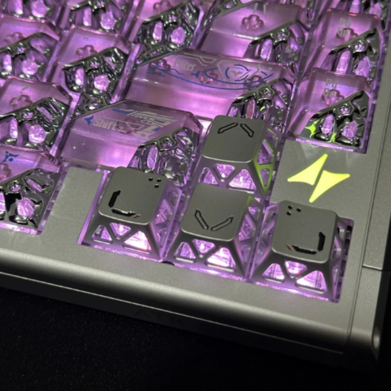 Boundary Metal Theme Keycaps Set Aluminium Cherry Profile Custom Original Handmade Light-transmitting Keycaps for Keyboard DIY