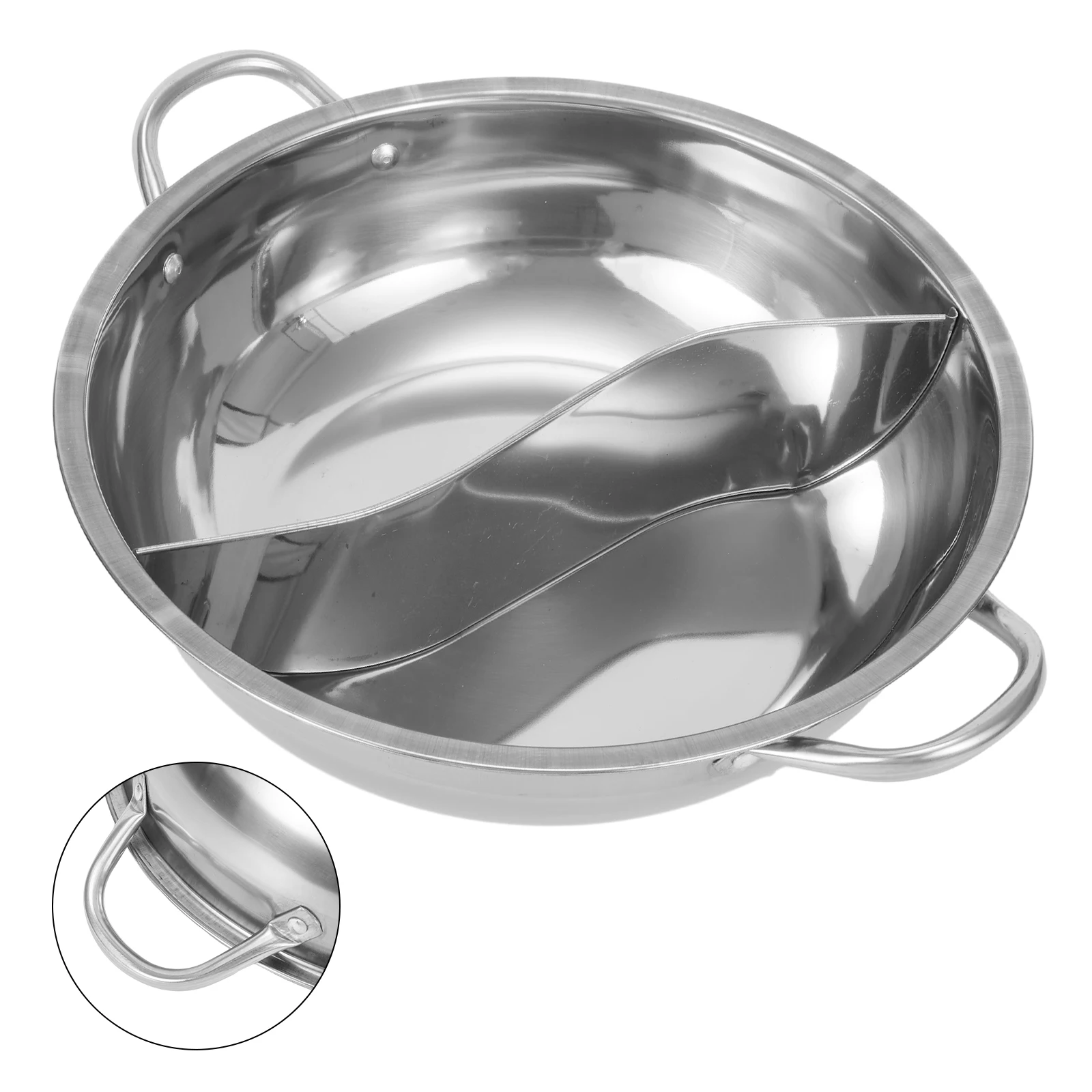 28/30cm Stainless Steel Twin Divided Double Pot Hotpot For Separated Cooking Without Flavor Mixing On Gas Induction Stove